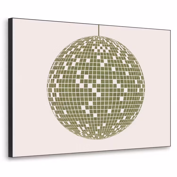 Disco - Bal - Groen - Abstract - Modern Textielframe zwart klein -3d