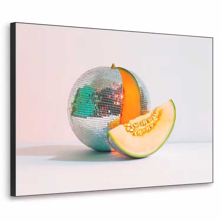 Disco - Discobal - Meloen - Pastel Textielframe zwart klein -3d