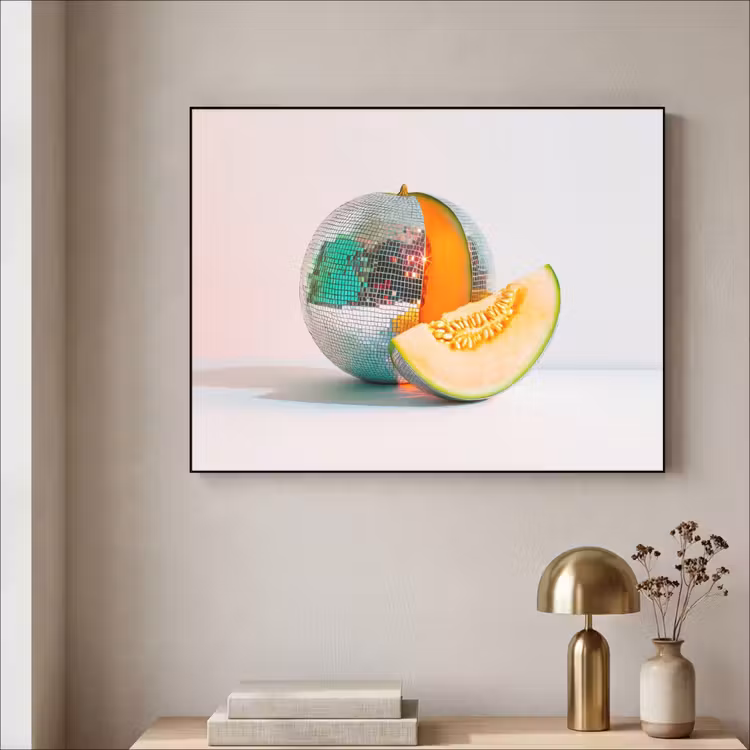 Disco - Discobal - Meloen - Pastel Textielframe - compleet frame klein -sfeer2