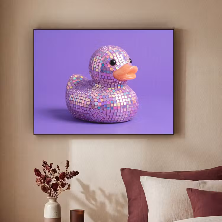Art Frame - Disco - Ente - Lila - Disco - Eend - Paars Textielframe zwart klein