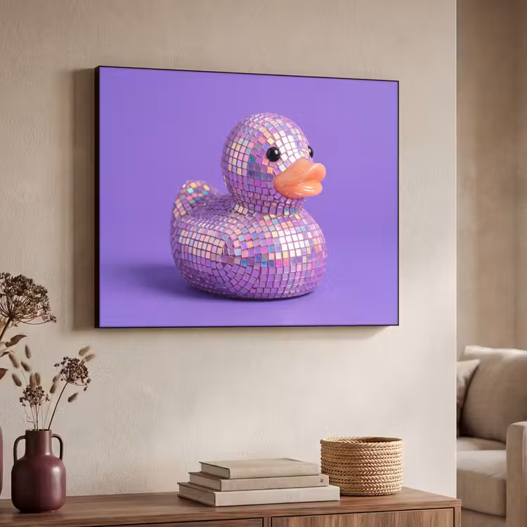 Art Frame - Disco - Ente - Lila - Disco - Eend - Paars Textielframe zwart klein