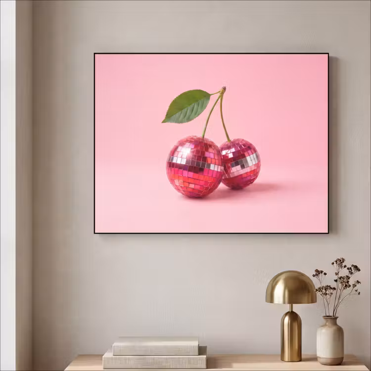 Art Frame - Disco - Kirsche - Rosa - Disco - Kersen - Roze Textielframe zwart klein