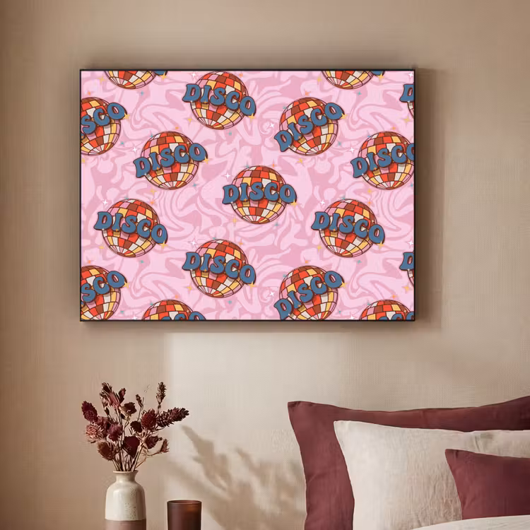 Disco - Bal - Patroon - Roze Textielframe - compleet frame klein 947 -sfeer1