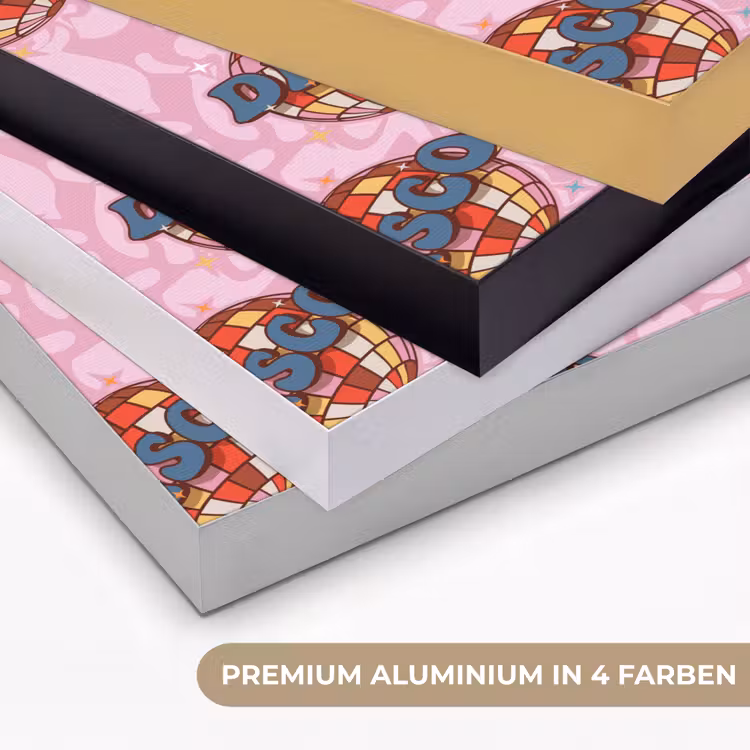 Disco - Bal - Patroon - Roze Textielframe zwart klein 947 -USP_kleurenDE