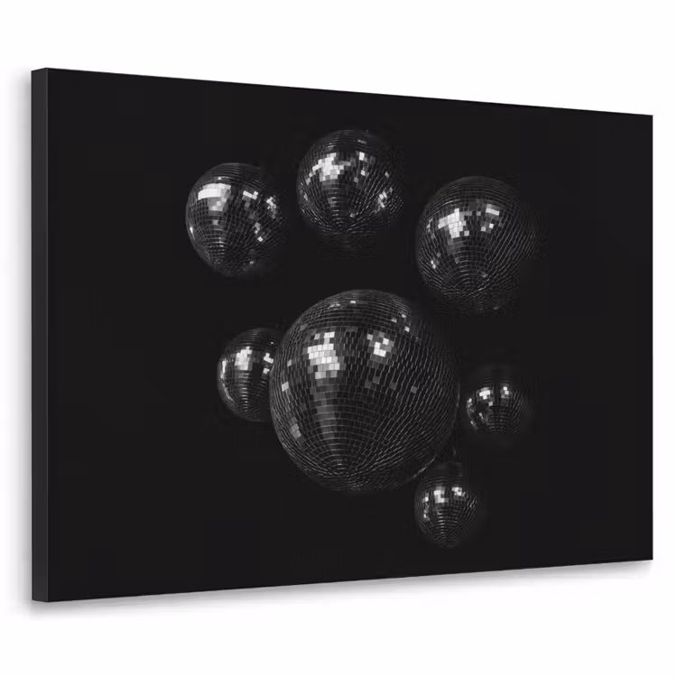 Discoballen - Minimalistisch - Zwart Textielframe zwart klein -3d
