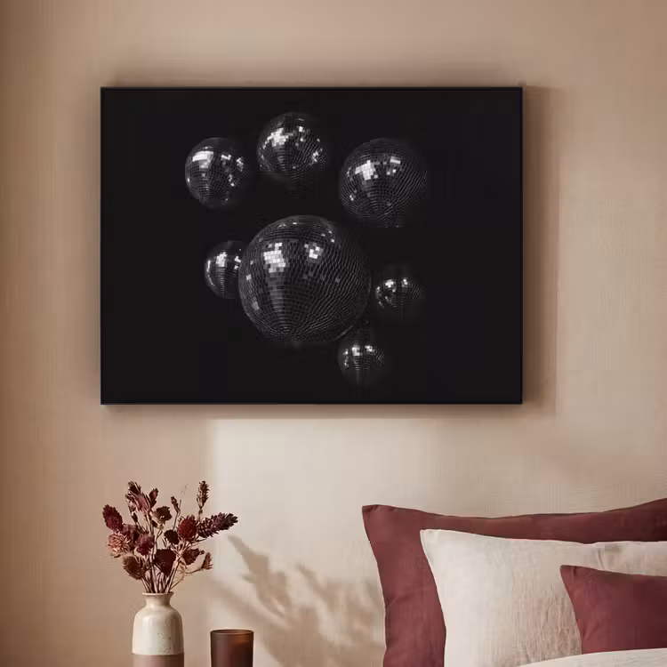 Discoballen - Minimalistisch - Zwart Textielframe zwart klein -sfeer1