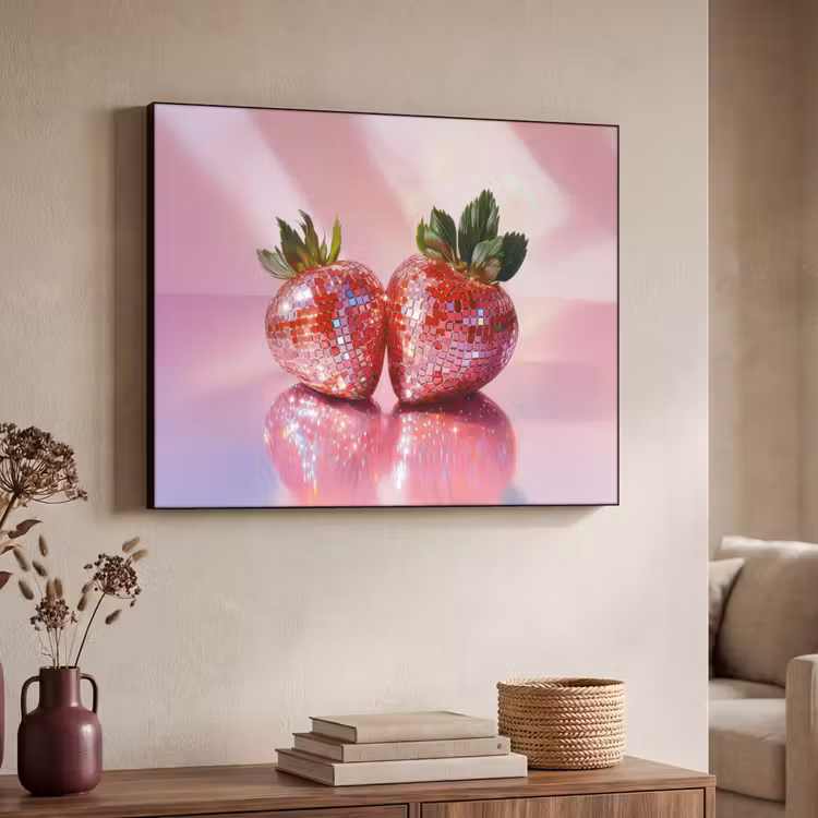 Disco - Fruit - Glitter - Strawberry Textielframe - compleet frame klein -sfeer3