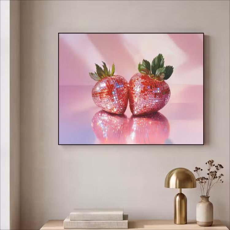 Disco - Fruit - Glitter - Strawberry Textielframe - compleet frame klein -sfeer2
