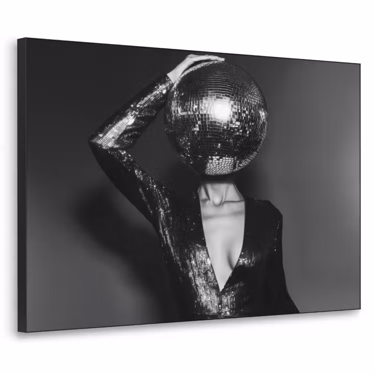 Discobal - Gezicht - Glamour - Zwart Textielframe - compleet frame klein -3d