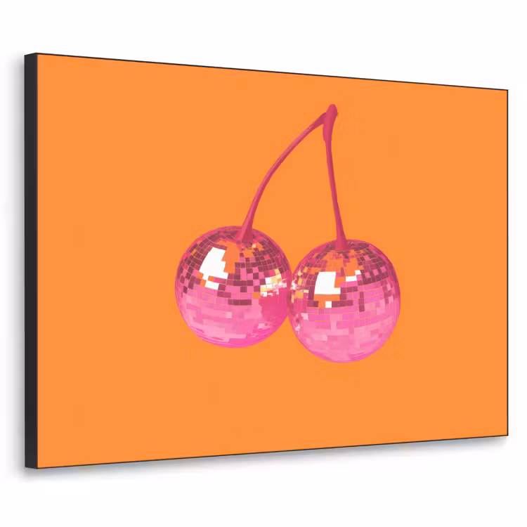 Discoballen - Kers - Spiegels - Roze Textielframe - compleet frame klein -3d