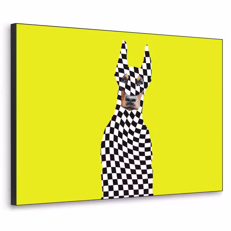 Dobermann - Geblokt - Geel Textielframe - compleet frame klein -3d