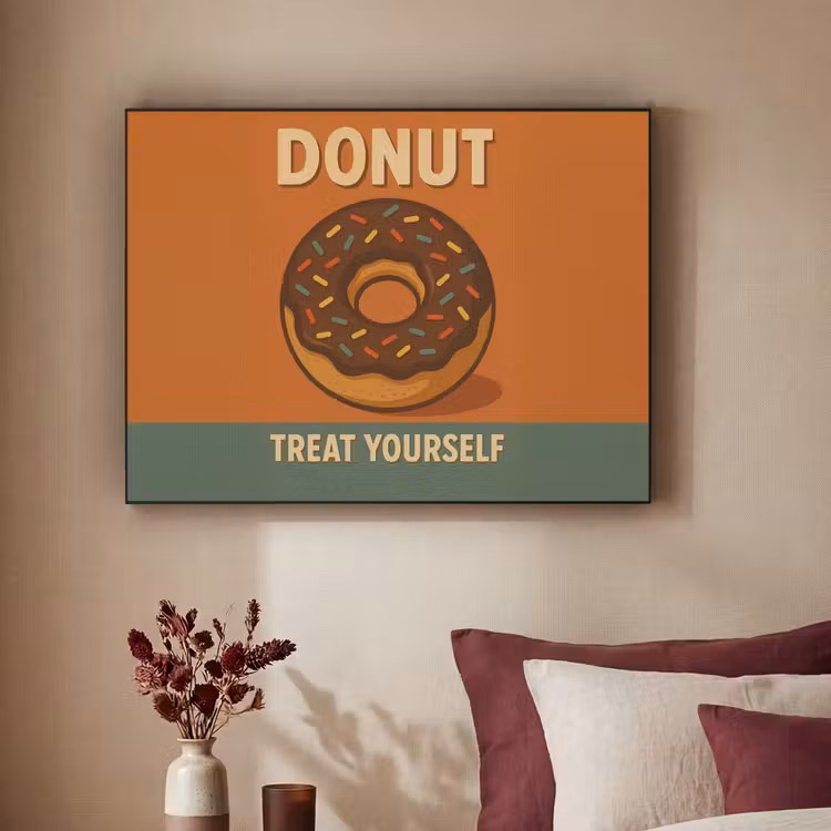 Donut - Spikkels - Kleurrijk - Quote Textielframe zwart klein -sfeer1
