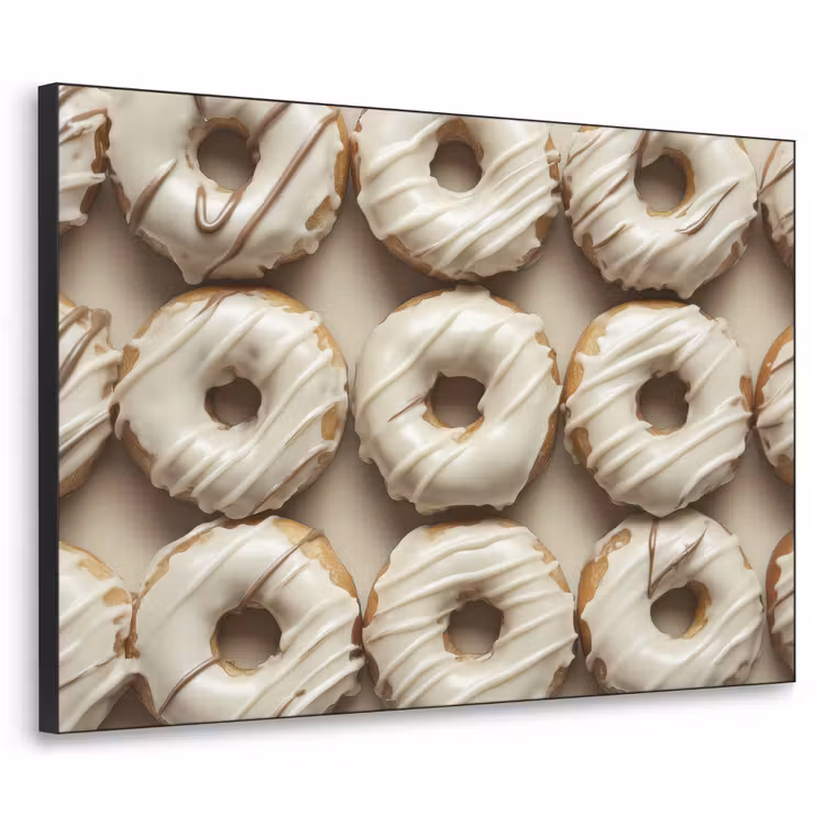 Donuts - Chocolade - Wit - Beige Textielframe zwart klein -3d