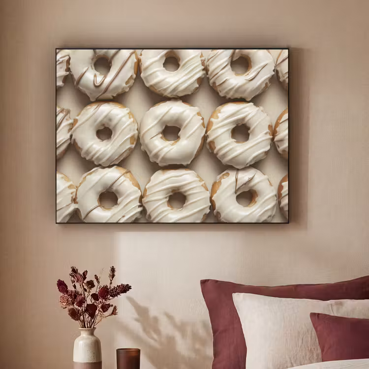 Donuts - Chocolade - Wit - Beige Textielframe zwart klein -sfeer1