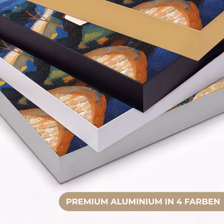 Dorp - Heuvelachtig - Zon - Mozaïek Textielframe zwart klein -USP_kleurenDE
