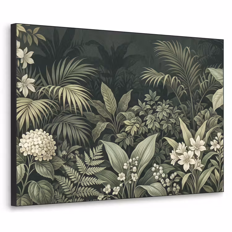 Jungle - Bladeren - Botanisch - Groen Textielframe zwart klein -3d