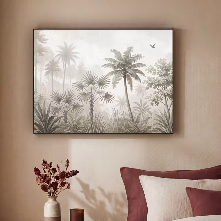 Jungle - Palmbomen - Natuur Textielframe zwart klein -sfeer1