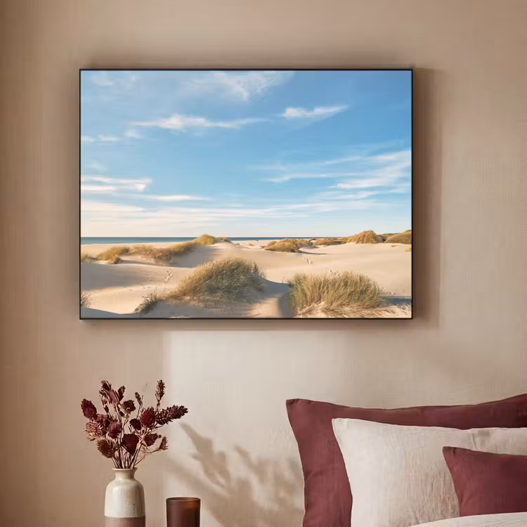 Duinen - Zomer - Landschap - Zee - Strand Textielframe zwart klein -sfeer1
