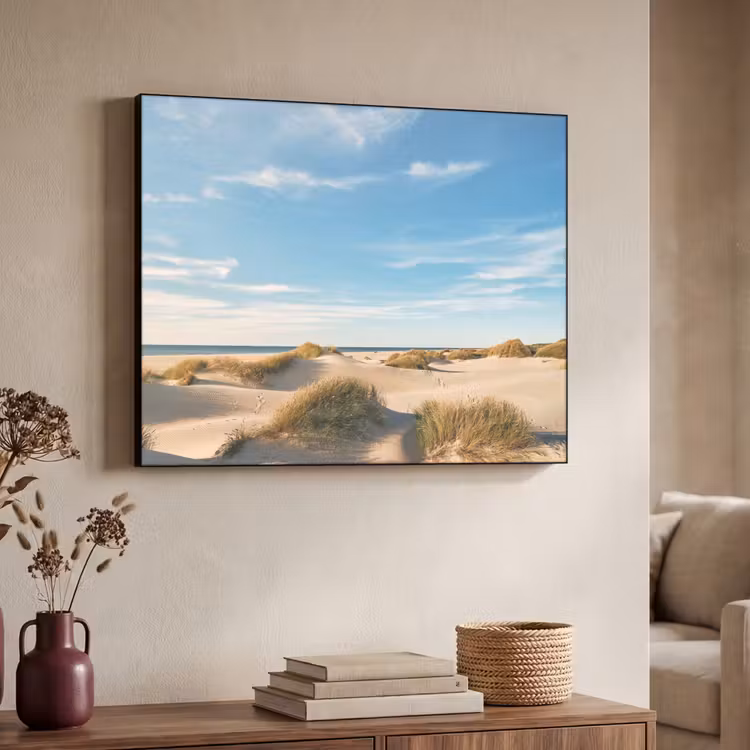 Duinen - Zomer - Landschap - Zee - Strand Textielframe zwart klein -sfeer3