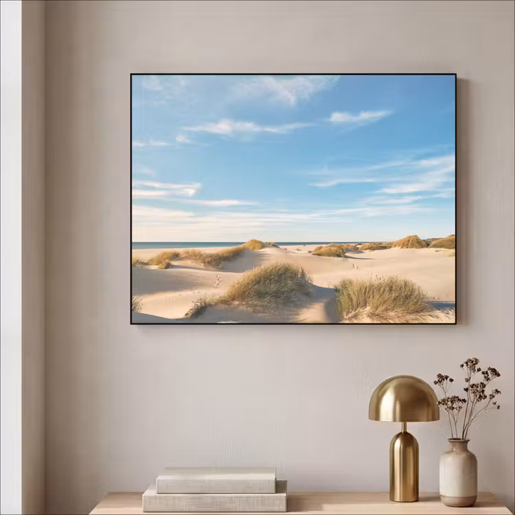 Duinen - Zomer - Landschap - Zee - Strand Textielframe zwart klein -sfeer2