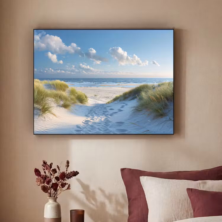Duinen - Zomer - Zon - Landschap - Zee Textielframe zwart klein -sfeer1
