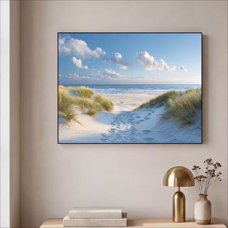 Duinen - Zomer - Zon - Landschap - Zee Textielframe zwart klein -sfeer2