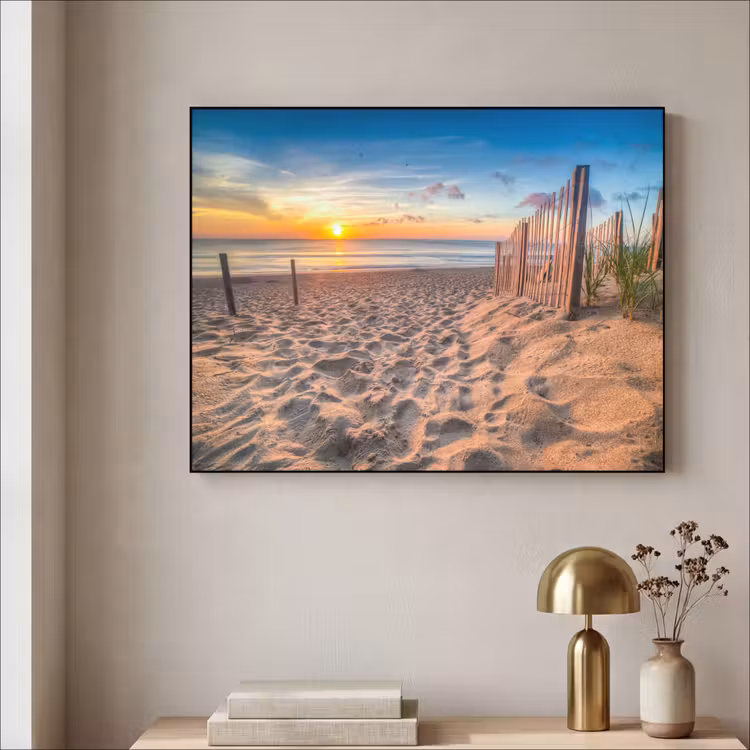 Duinen - Zonsondergang - Strand - Zee - Horizon Textielframe zwart klein -sfeer2