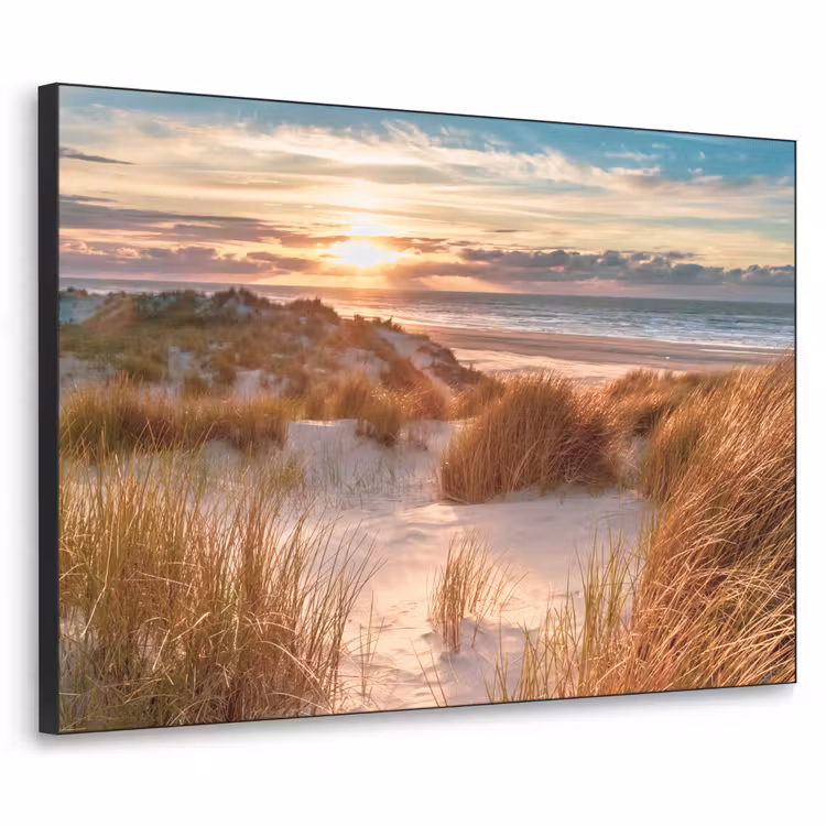 Duin - Planten - Zonsondergang - Strand - Zee Textielframe zwart klein -3d