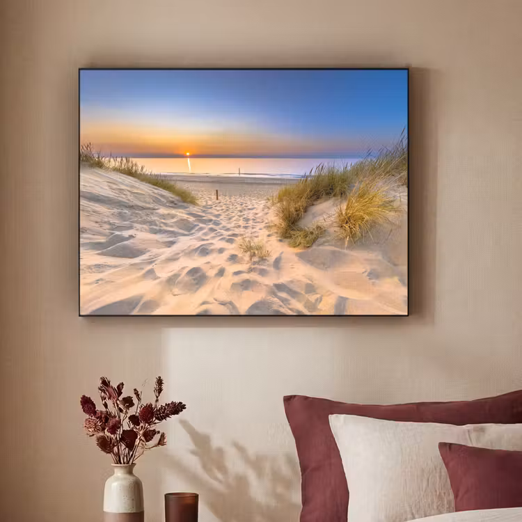 Duin - Zonsondergang - Horizon - Strand - Gras Textielframe zwart klein -sfeer1
