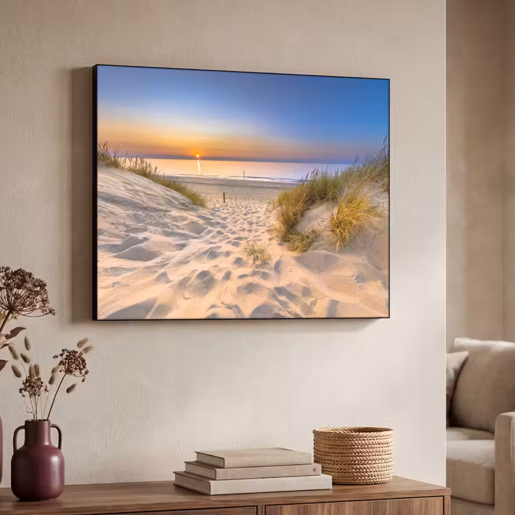 Duin - Zonsondergang - Horizon - Strand - Gras Textielframe zwart klein -sfeer3