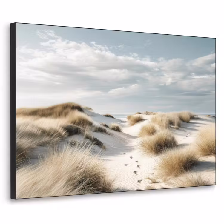 Duinen - Gras - Sporen - Wolken Textielframe zwart klein -3d