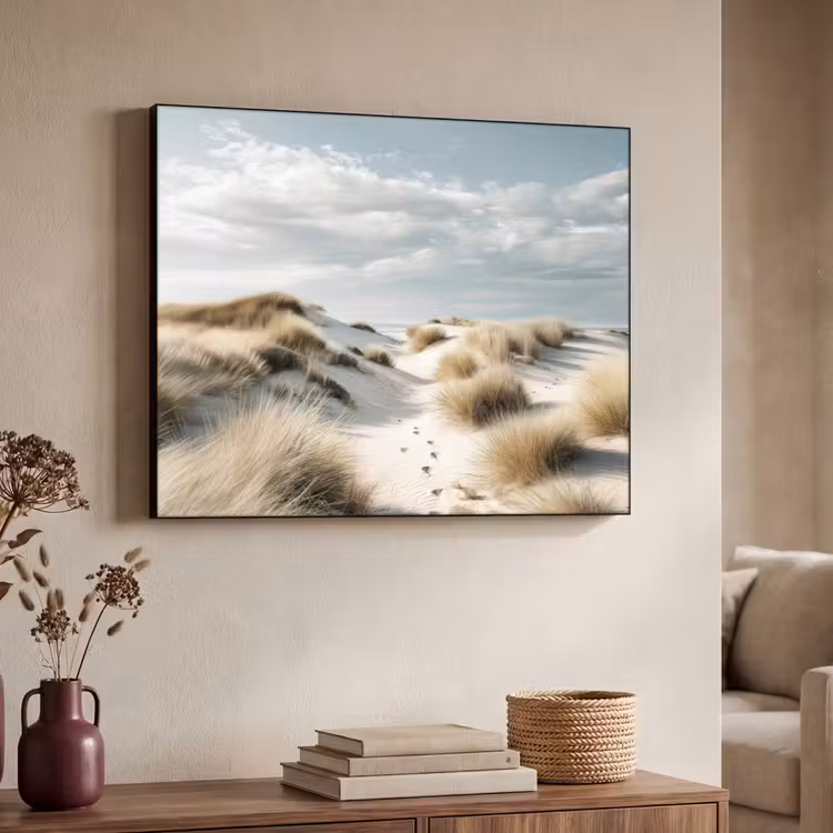 Duinen - Gras - Sporen - Wolken Textielframe - compleet frame klein -sfeer3