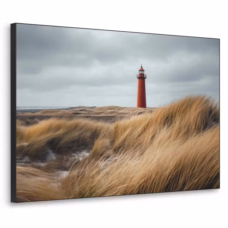 Duinen - Vuurtoren - Rood - Lucht Textielframe - compleet frame klein -3d