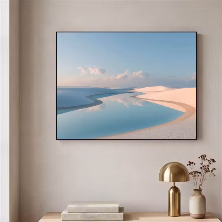 Duinen - Waterplas - Oneindige rust Textielframe - compleet frame klein -sfeer2