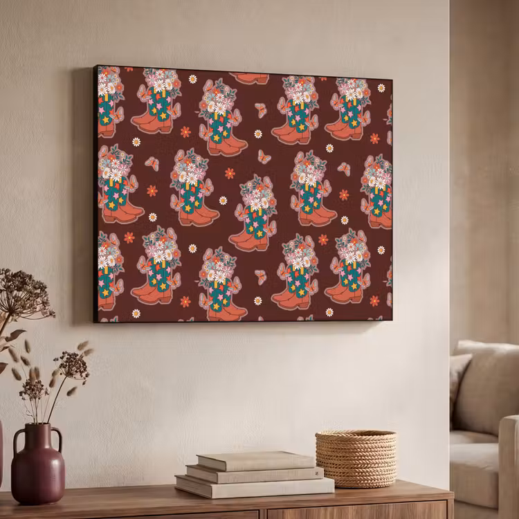 Donker - Cowboy - Laars - Patroon Textielframe - compleet frame klein 947 -sfeer3