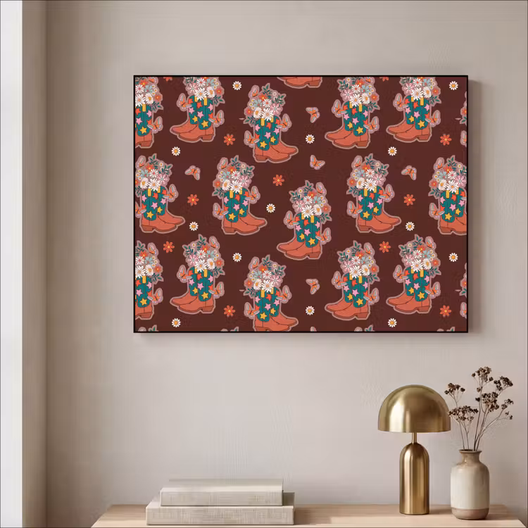Donker - Cowboy - Laars - Patroon Textielframe - compleet frame klein 947 -sfeer2