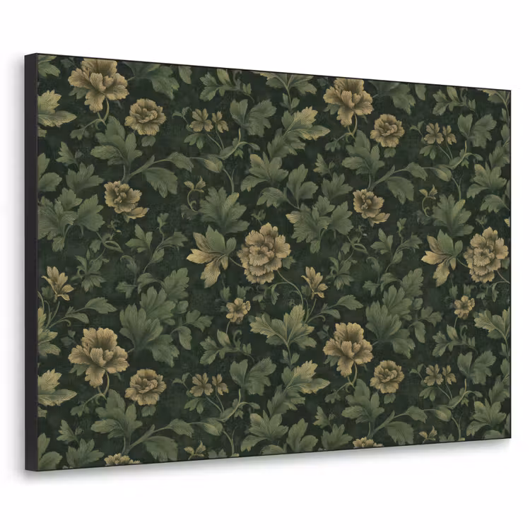 Donker - Groen - Goud - Botanisch Textielframe zwart klein 947 -3d