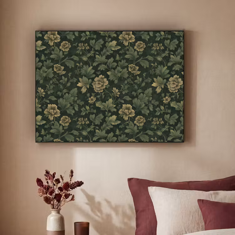 Donker - Groen - Goud - Botanisch Textielframe zwart klein 947 -sfeer1