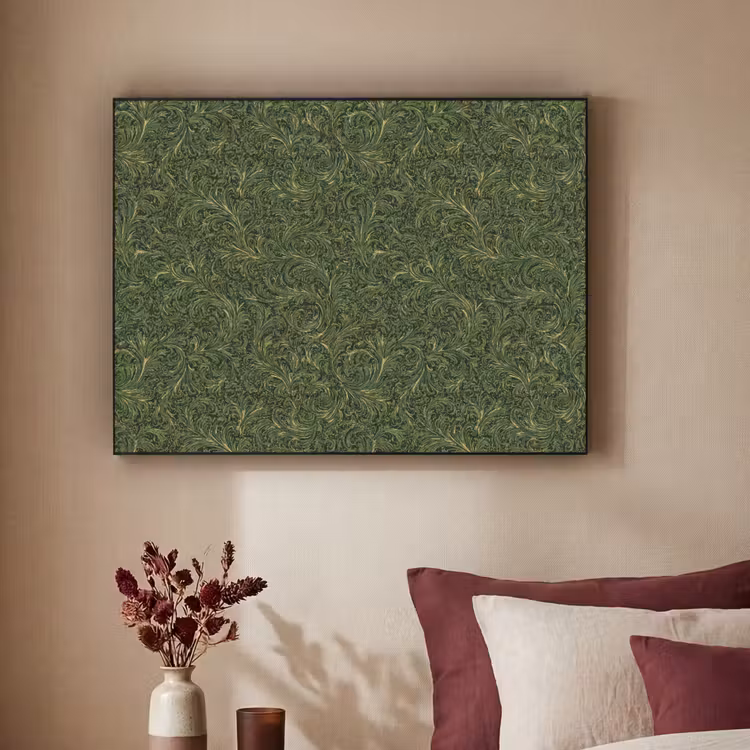 Donker - Groen - Krullend - Botanisch Textielframe zwart klein 947 -sfeer1