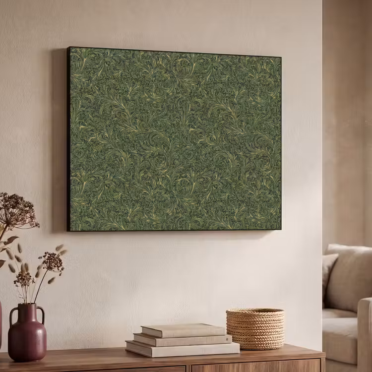 Donker - Groen - Krullend - Botanisch Textielframe zwart klein 947 -sfeer3