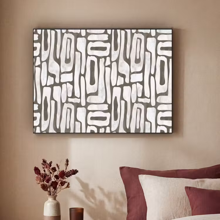 Donker - Wit - Abstract Textielframe zwart klein 947 -sfeer1