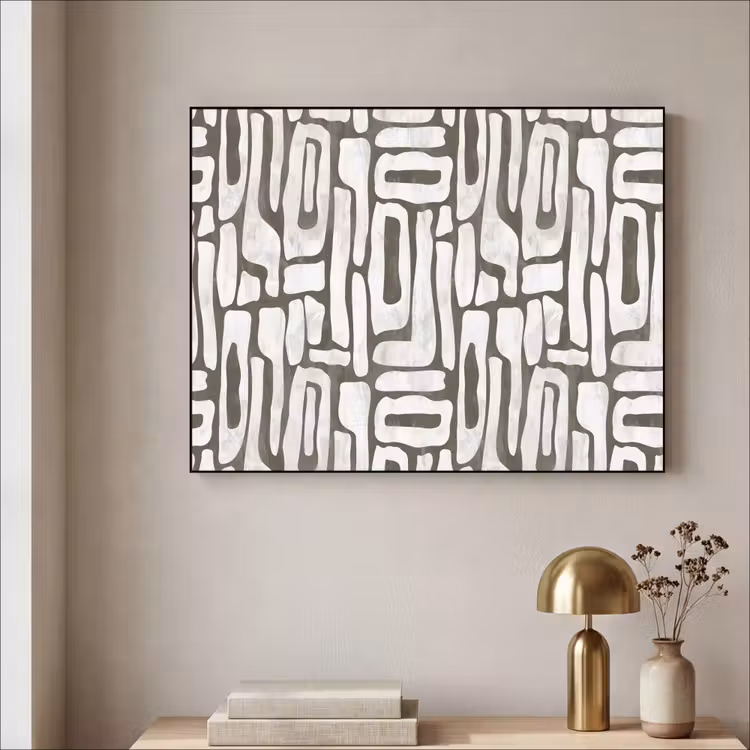 Donker - Wit - Abstract Textielframe - compleet frame klein 947 -sfeer2