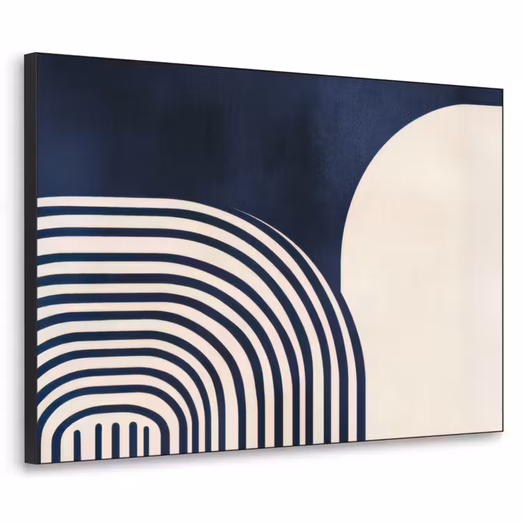 Donkerblauw - Abstract - Lijnen Textielframe zwart klein -3d