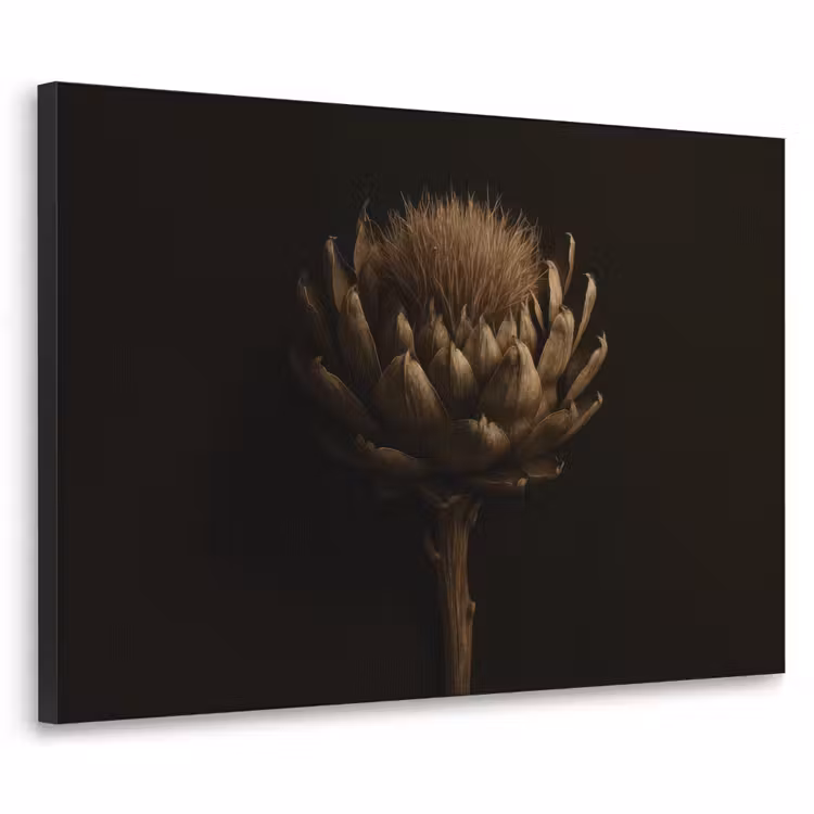 Donkerbruin - Bloem - Textuur - Artisjok Textielframe zwart klein -3d
