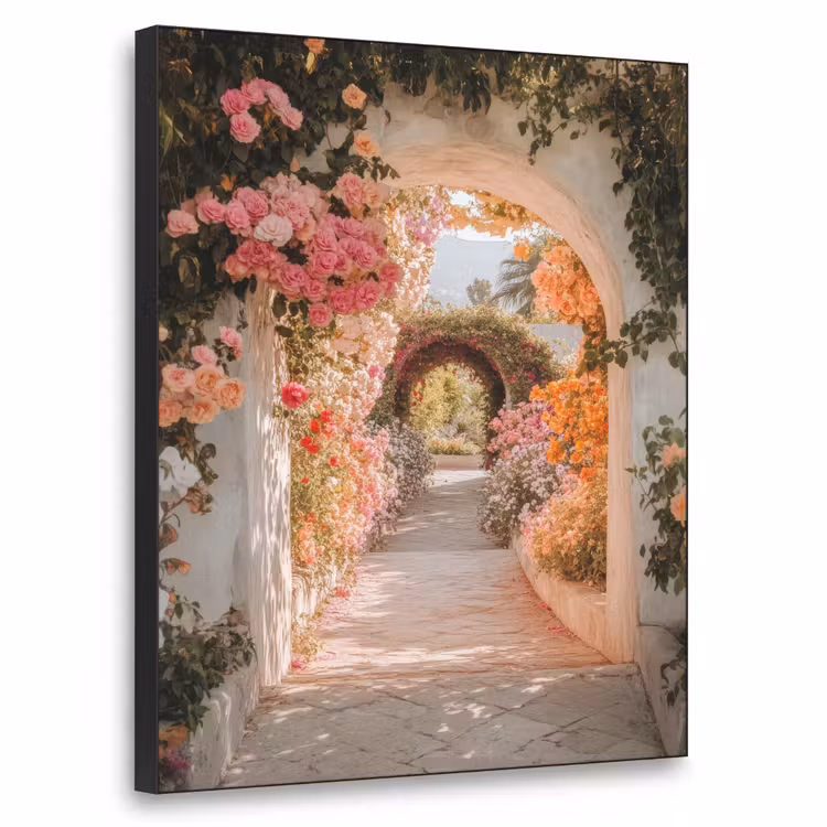 Doorkijk - Boog - Bloemen - Pastel Textielframe - compleet frame klein -3d