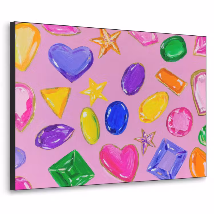Edelstenen - Vormen - Hartje - Kleurrijk Textielframe zwart klein -3d