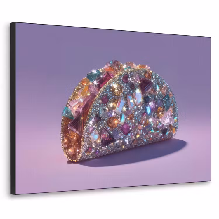 Edelstenen - Glitters - Paars - Kleurrijk Textielframe zwart klein -3d