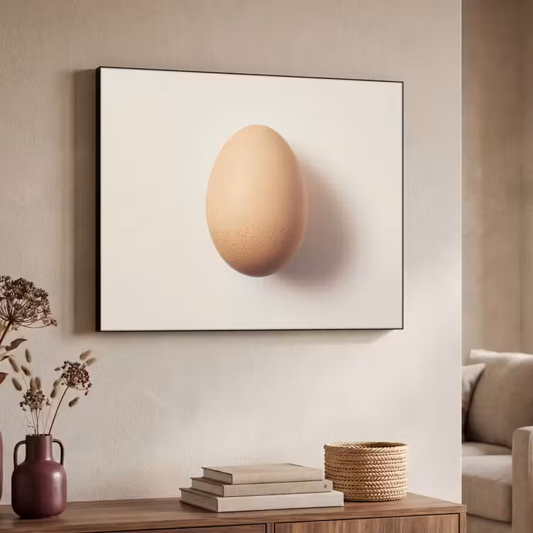 Ei - Beige - Ovaal - Egaal Textielframe zwart klein -sfeer3
