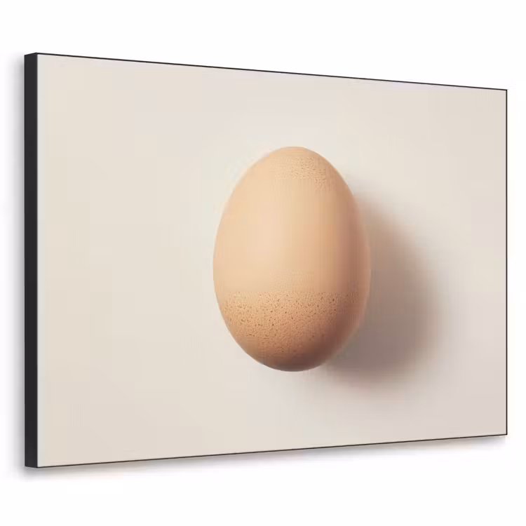 Ei - Beige - Ovaal - Egaal Textielframe zwart klein -3d