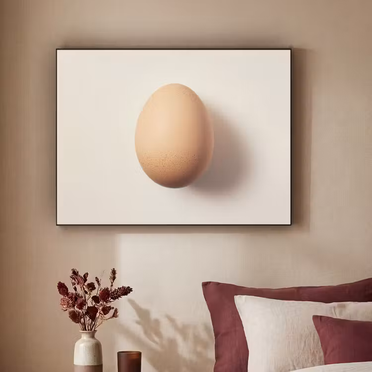 Ei - Beige - Ovaal - Egaal Textielframe zwart klein -sfeer1